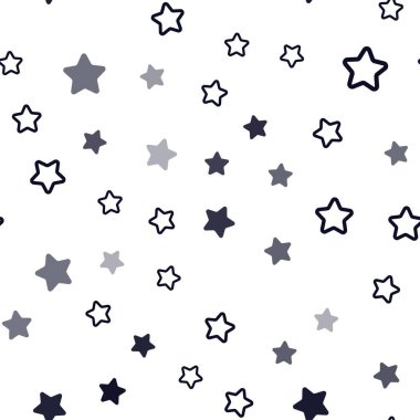 Koyu mavi vektör, küçük ve büyük yıldızlarla kaplı. Yıldızlı modern geometrik soyut çizim. Kumaş ve duvar kağıtlarının dizaynı için desen.