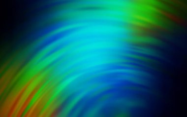 Koyu mavi, kıvrımlı çizgileri olan sarı vektör düzeni. Değişken çizgileri olan renkli soyut çizimler. Tasarımınız için tamamen yeni bir şablon.