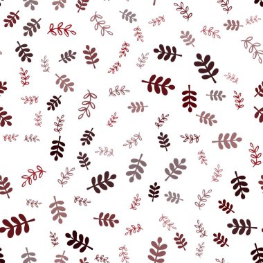 Koyu kırmızı vektör, yapraklı, dallı karalama deseni. Origami tarzında yaprak ve dalların karalama çizimi. Kumaş ve duvar kağıtlarının dizaynı için desen.
