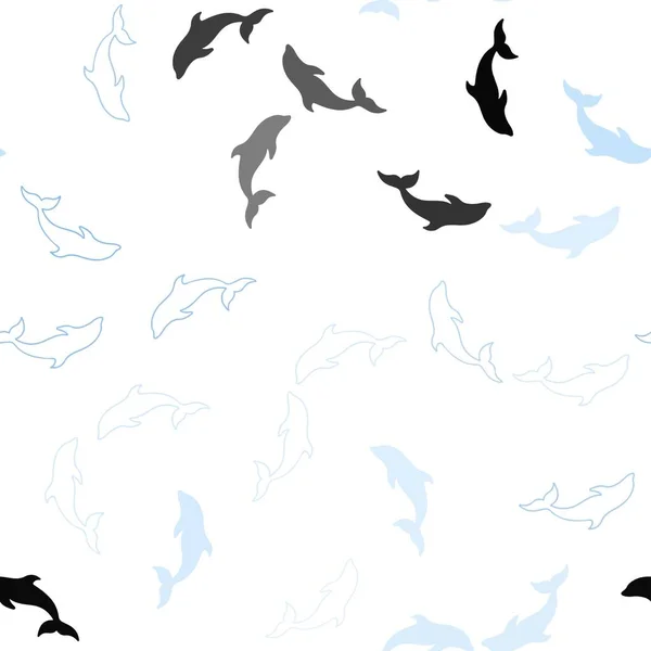 Легкая Синеватая Векторная Текстура Дельфинами Декоративный Дизайн Естественном Стиле Морскими — стоковый вектор