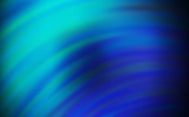 Koyu mavi, eğri çizgileri olan yeşil vektör arkaplan. Değişken çizgileri olan renkli geometrik örnek. İş tasarımınız için soyut biçim.