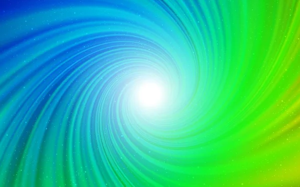 Azul Claro Fundo Vetorial Verde Com Estrelas Galáxias Ilustração Colorida — Vetor de Stock