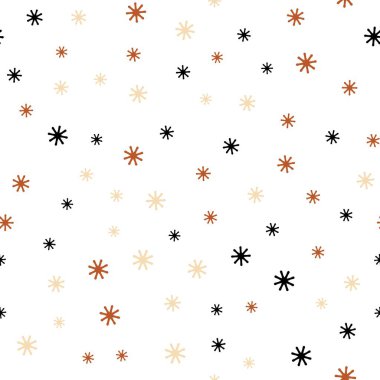 Koyu turuncu vektör mükemmel kar taneleriyle kaplı. Kar taneleriyle modern geometrik soyut çizim. Duvar kağıdı ve kumaş yapımcıları için tasarım.