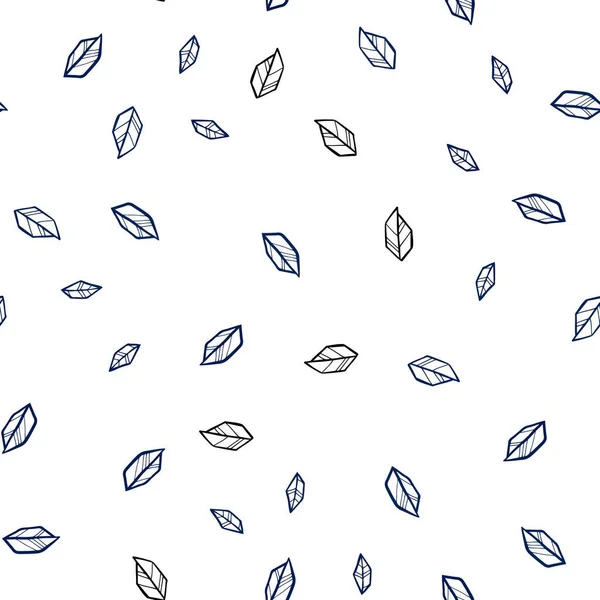 Modèle Doodle Sans Couture Vecteur Bleu Foncé Avec Des Feuilles — Image vectorielle