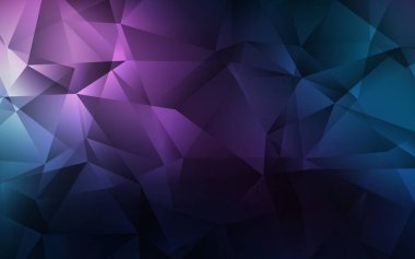 Koyu pembe, mavi vektör soyut mozaik fon. Üçgenlerden oluşan parlayan çokgen çizimler. Broşürünüz için yepyeni bir tasarım..