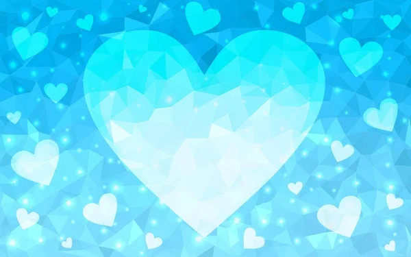 Fond Vectoriel Bleu Clair Avec Des Cœurs Brillants Coeurs Sur — Image vectorielle