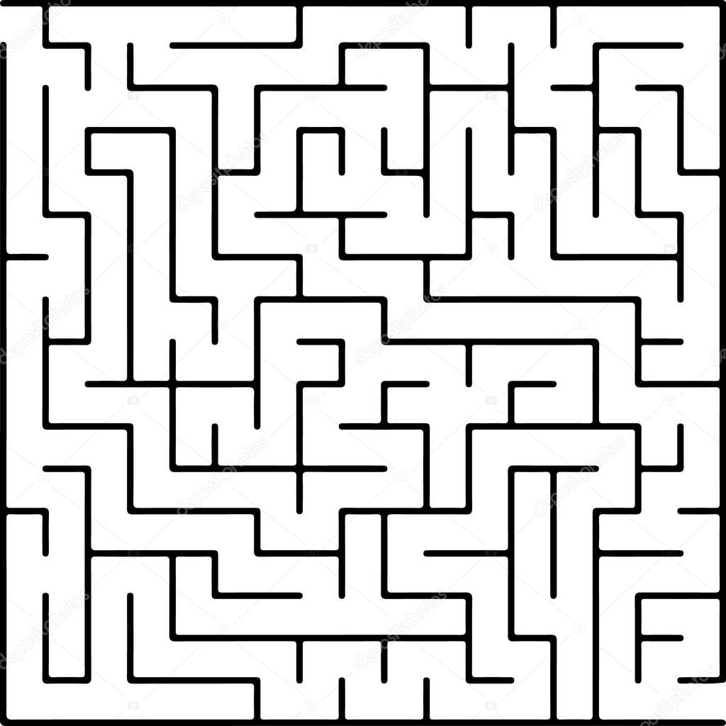 White vector dackdrop with a black conundrum. Black and white maze in a simple style. Pattern for children books, magazines.
