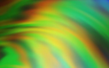 Açık yeşil, kıvrımlı çizgileri olan sarı vektör şablonu. Soyut ve gradyan biçiminde geometrik çizim. Reklamlarınız, posterleriniz, afişleriniz için yepyeni bir tasarım..