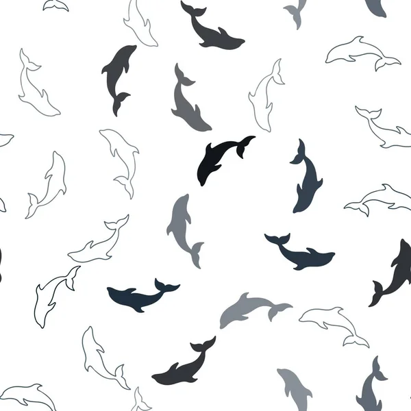 Dark Blue Vektor Nahtlose Textur Mit Delphinen Natürliche Illustration Mit — Stockvektor