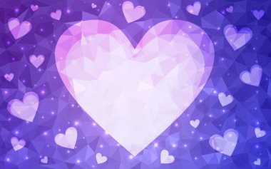 Açık Pembe, kalbi olan mavi vektör arkaplan. Kalpli, karalama tarzında bulanık dekoratif tasarım. Evlilik hediyeleri için örnek, tebrikler..