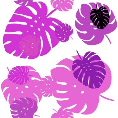 Açık pembe vektörlü, yapraklı karalama arkaplanı. Yapraklarla karalama tarzında renkli çizimler. Moda kumaş ve duvar kağıtları için desen.