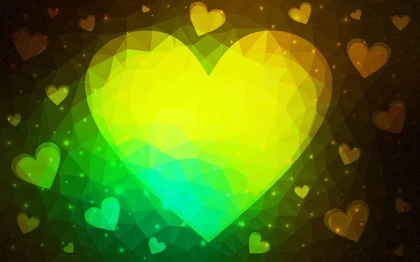 Dark Green Vector Template Doodle Hearts Illustration Hearts Love Concept — Stock Vector