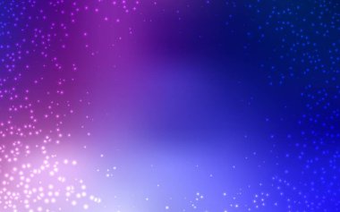 Açık Pembe, astronomik yıldızlı mavi vektör arkaplan. Parlak astronomik yıldızlı parlak renkli çizimler. Astronomi web siteleri için desen.