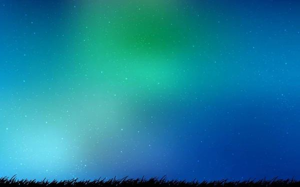 浅蓝色 带星系恒星的绿色矢量背景 闪烁着五彩斑斓的宇宙之星的抽象图解 横幅的最佳设计 — 图库矢量图片
