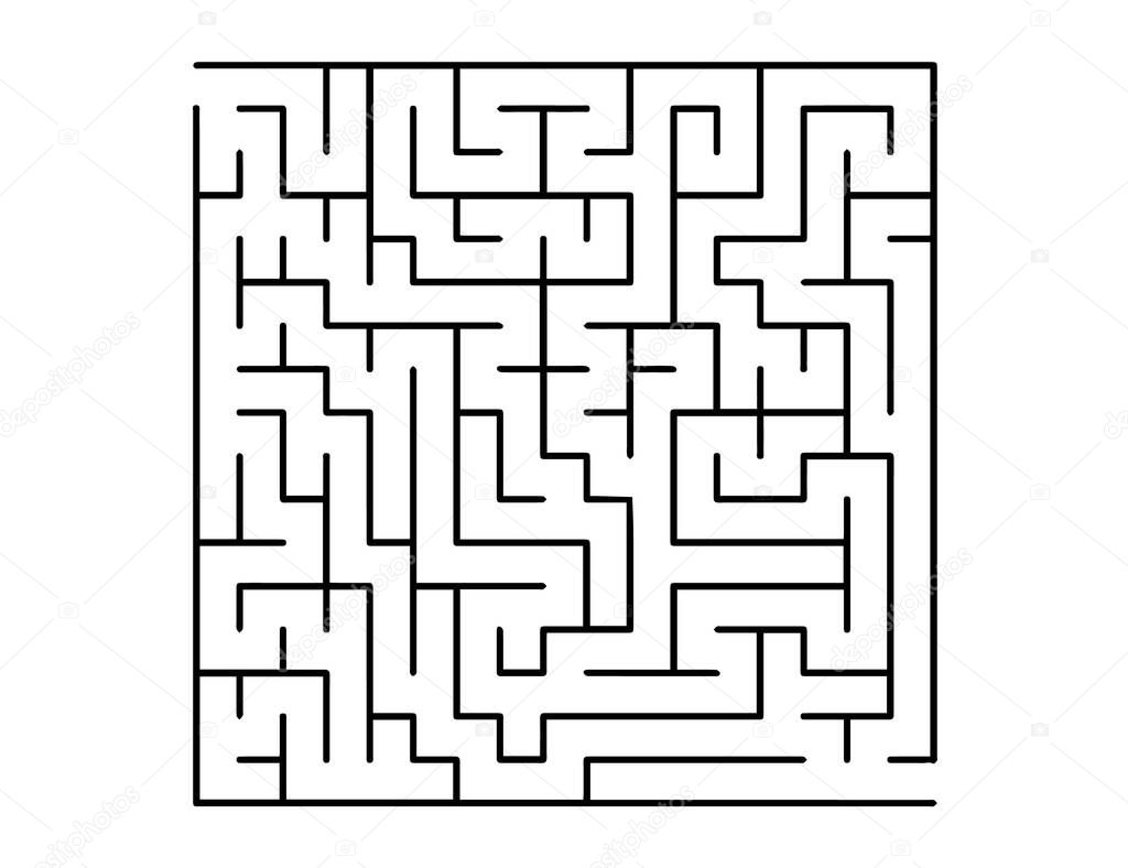 White vector template with a black maze, puzzle. Maze design in a simple style on a white background. Concept for making right choices.