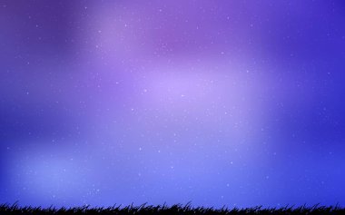 Açık Pembe, gökada yıldızlı mavi vektör arkaplan. Bulanık dekoratif tasarım galaksi yıldızlarıyla basit bir stilde. Astroloji web siteleri için desen.