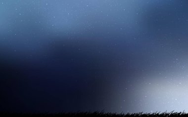 Koyu mavi uzay yıldızlı vektör şablonu. Soyut şablonda gökyüzü yıldızlarıyla parlayan illüstrasyon. Astronomi web siteleri için desen.