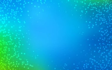 Açık mavi, uzay yıldızlı yeşil vektör şablonu. Renkli kozmik yıldızlı soyut çizimler. Fütürist reklamlar ve kitapçıklar için şablon.