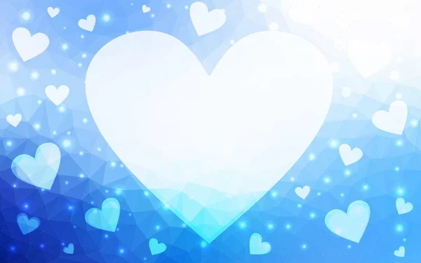 Світловий Вектор Blue Шаблон Серцями Doodle Прекрасна Кольорова Ілюстрація Серцями — стоковий вектор