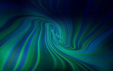 Koyu mavi, gece gökyüzü yıldızlı yeşil vektör deseni. Parlak astronomik yıldızlı parlak renkli çizimler. Astroloji web siteleri için desen.