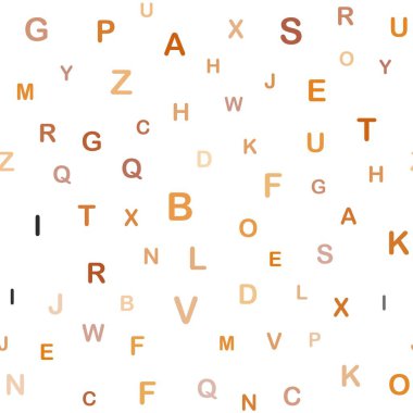 Açık Turuncu vektörsüz arka plan alfabe işaretleriyle. Bulanık tasarım alfabe işaretleriyle basit bir şekilde. Kumaş ve duvar kağıtlarının dizaynı için desen.