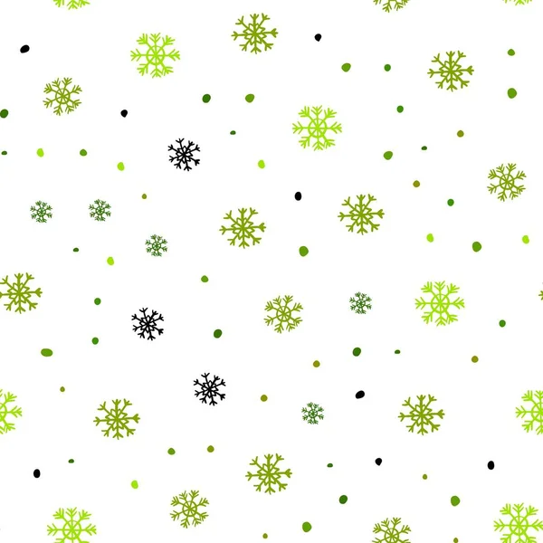浅绿色 黄色矢量无缝覆盖美丽的雪花 在抽象模板上用雪显示彩色插图 壁纸设计模式 — 图库矢量图片