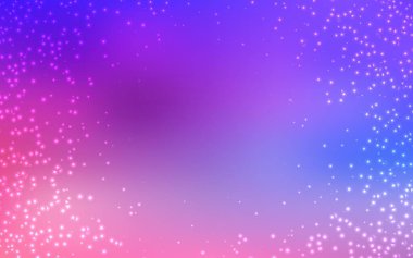 Açık Pembe, uzay yıldızlı mavi vektör şablonu. Parlak astronomik yıldızlı parlak renkli çizimler. Reklamınız, posteriniz, afişiniz için en iyi tasarım.