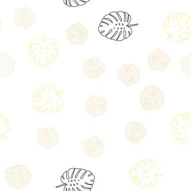 Açık Turuncu vektör, çiçekli, yapraklı, kusursuz arkaplan. Yaprakları ve çiçekleri olan modern soyut çizimler. Kartvizitler, web siteleri için şablon.