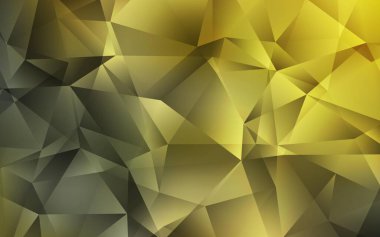 Koyu yeşil, sarı vektör üçgen mozaik doku. Üçgenli renkli soyut çizimler. Cep telefonunun arka planının şablonu.