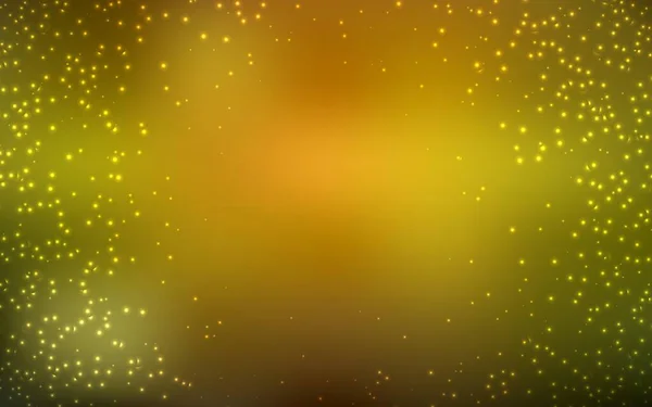 Dark Green Yellow Vector Background Astronomical Stars Blurred Decorative Design — Stock Vector