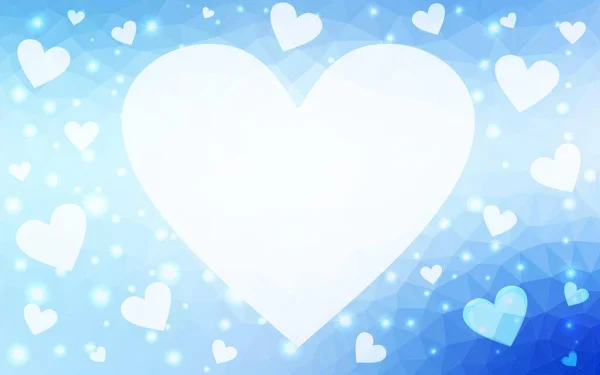 Светлый Синий Вектор Обратного Хода Сладким Сердцем Цветная Иллюстрация Сердечками — стоковый вектор
