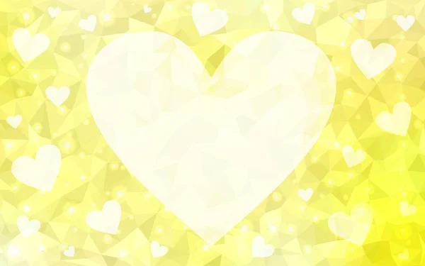 Светло Желтый Вектор Искушает Задумчивыми Сердцами Цветная Иллюстрация Сердечками Стиле — стоковый вектор