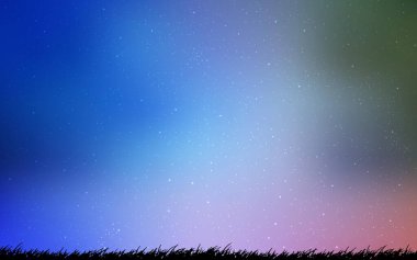 Açık mavi, astronomik yıldızlı yeşil vektör arkaplan. Renkli kozmik yıldızlı soyut çizimler. Fütürist reklamlar ve kitapçıklar için şablon.