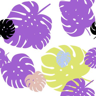 Aydınlık Çokrenkli vektör dikişsiz karalama arkaplanı yapraklarla. Bulanık şekilli ve yapraklı yepyeni bir resim. Pencere perdeleri, perdeler için doku.