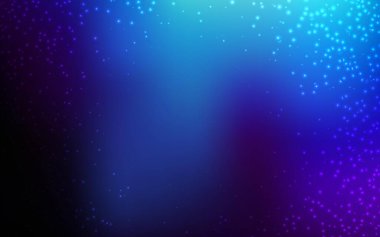 Koyu mavi uzay yıldızlı vektör şablonu. Soyut şablonda gökyüzü yıldızlarıyla parlayan illüstrasyon. Kozmik arkaplanlar için şablon.