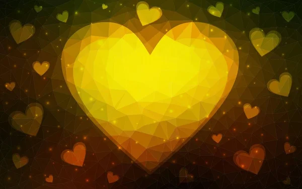 Σκούρο Πράσινο Κίτρινο Διάνυσμα Φόντο Γλυκές Καρδιές Glitter Αφηρημένη Εικόνα — Διανυσματικό Αρχείο