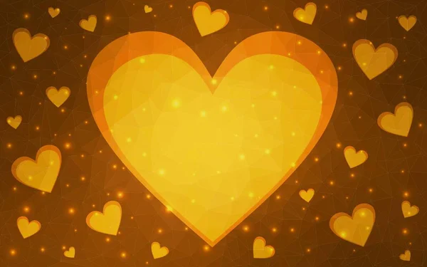 Темно Оранжевий Векторний Шаблон Каракульними Серцями Розмитий Декоративний Дизайн Каракулі — стоковий вектор