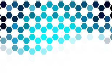 Renkli altıgenli açık mavi vektör dokusu. Bulanık yüzeyde renkli altıgenlerin çizimi. Duvar kağıtlarının dokusu için desen.