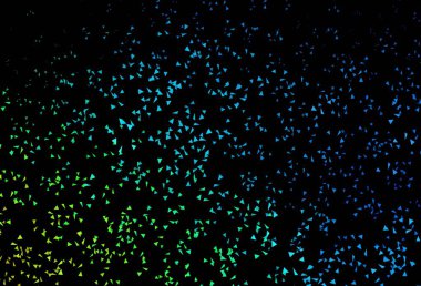 Koyu mavi, yeşil vektör arkaplan, çizgiler, üçgenler. Renkli üçgenlerin olduğu bir resim. Duvar kağıtları için zarif tasarım.