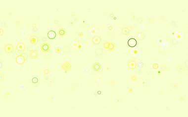 Açık yeşil, baloncuklu sarı vektör arkaplan. Doğa tarzında bulanık halkaları olan güzel renkli çizimler. Marka kitabınız için yeni şablon.