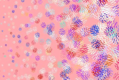 Açık mavi, çemberli sarı vektör arka plan, eğriler. Parlak renkli soyut çemberler ve çizgiler çizilmiş bir resim. Poster ve web siteleri için tasarım.