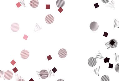 Açık Pembe, kırmızı vektör arkaplan ve daireler şeklinde çokgen. Renkli daireler, üçgenler, dikdörtgenler. Poster ve afiş için en iyi tasarım.