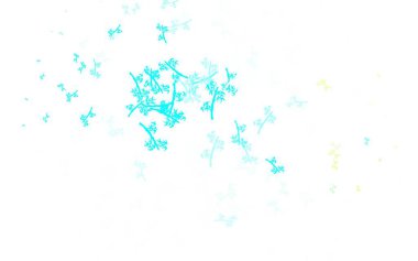 Açık mavi, dallı yeşil vektör karalama şablonu. Beyaz arka planda Hint tarzı dekoratif tasarım. Çocuk kitapları için renkli desen.