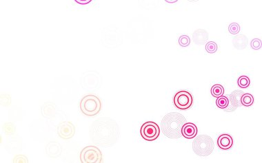 Açık Pembe, diskli sarı vektör dokusu. Soyut arka planda bulanık kabarcıklar ve renkli gradyan. İş ilanınız için tasarım.