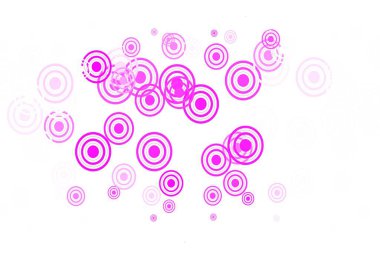 Diskleri ve çizgileri olan açık pembe vektör dokusu. Soyut tarzda baloncuklu, çizgili dekoratif tasarım. Poster ve web siteleri için tasarım.