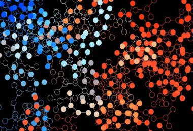 Koyu mavi, yapay zeka ağlı sarı vektör deseni. Yapay zeka bağlantılarıyla basit bir şekilde renkli tasarım. Poster ve teknoloji sembolü.