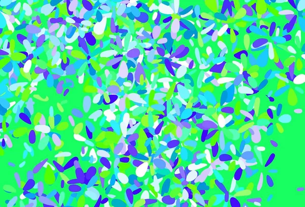 Světle Modrá Zelená Vektorová Kresba Listím Ponechává Rozmazaném Abstraktním Pozadí — Stockový vektor