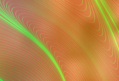 Bükülmüş çizgileri olan açık turuncu vektör deseni. Soyut ve gradyan renkte renkli çizimler. Tasarımınız için basit şablon.