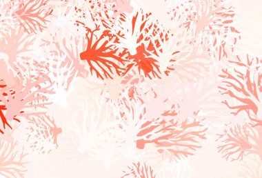 Açık kırmızı vektör, yapraklı zarif desen. Yapraklar, beyaz arka planda doğal dallar. Çocuk kitapları için renkli desen.