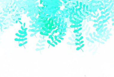 Açık yeşil vektör yapraklı soyut arkaplan. Yaprakları karalama tarzında renkli ve soyut çizimler. İşiniz için yeni tasarım.